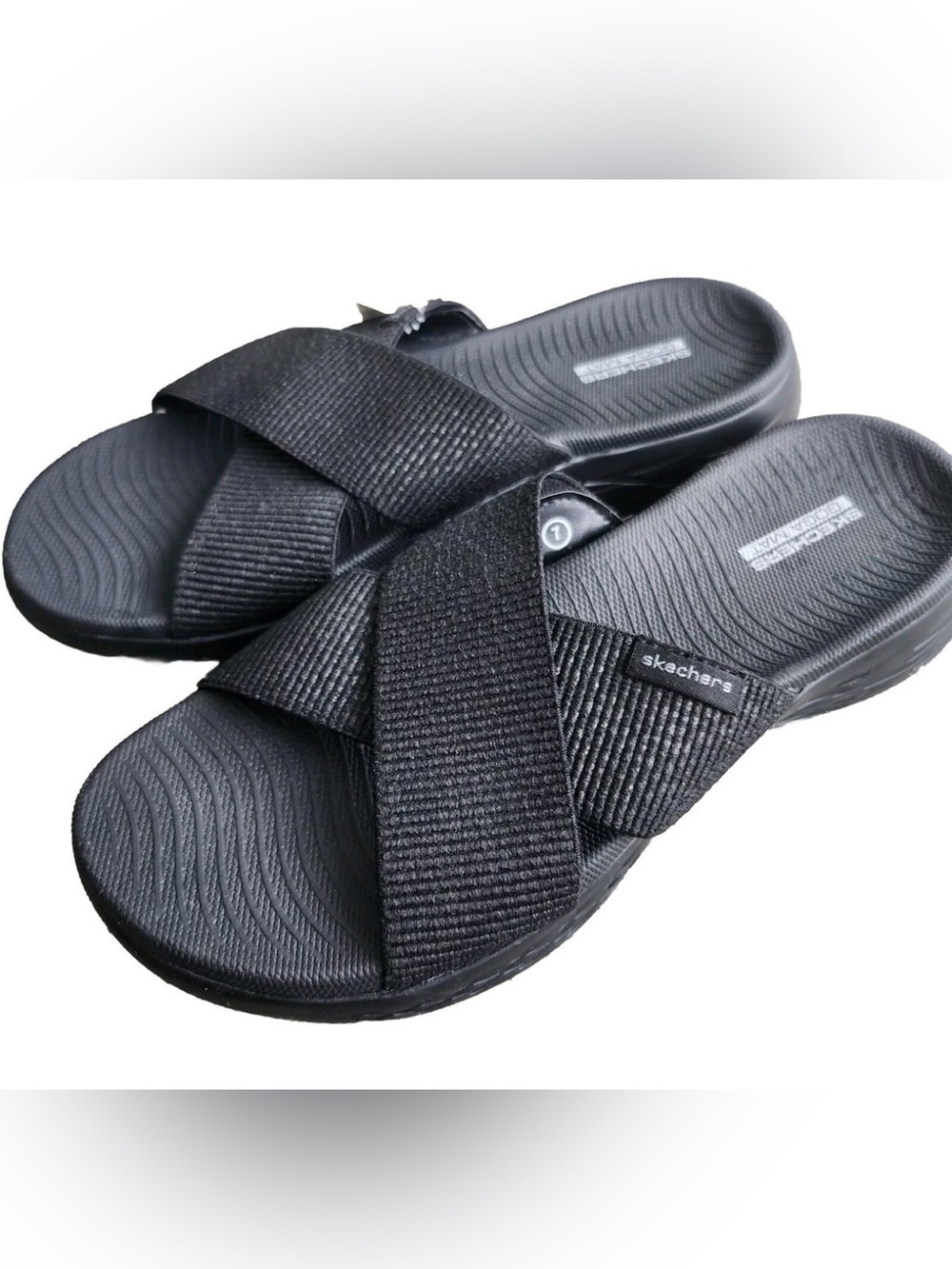 Skechers Black Crisscross Slide Sandals